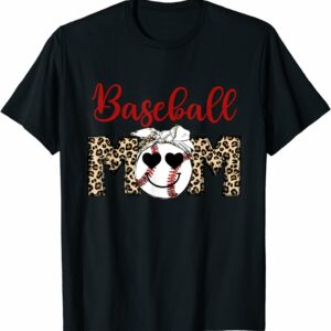 baseball mom leopard funny t-shirt